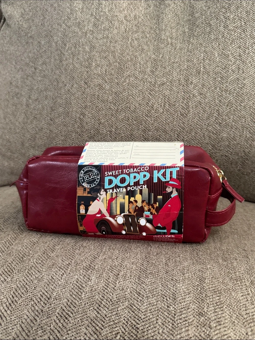 NEW 18.21 Man Made Sweet Tobacco Dopp Kit Travel Pouch